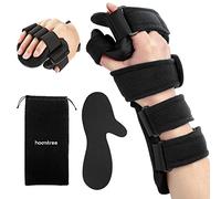 HOOMTREE Stroke Resting Hand Splint Right&Left Resting Hand Splint with Finger Separator Functional Night Immobilizer Wrist Finger Brace for Carpel Tunnel Pain,Sprain Fracture,Tendonitis (Right,Black)