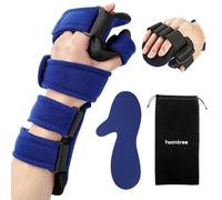 HOOMTREE Stroke Resting Hand Splint Right&Left Resting Hand Splint with Finger Separator Functional Night Immobilizer Wrist Finger Brace for Carpel Tunnel Pain,Sprain Fracture,Tendonitis (Left,Blue)