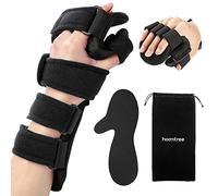 HOOMTREE Stroke Resting Hand Splint Right&Left Resting Hand Splint with Finger Separator Functional Night Immobilizer Wrist Finger Brace for Carpel Tunnel Pain,Sprain Fracture,Tendonitis (Left,Black)