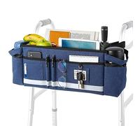 HOOMTREE Walker Basket Walker Bag with Cup Holder,Walking Frame Bag for Walkers for Seniors with Pockets,Walker Pouch Walker Accessories for Folding Walker,Rollator Walkers (Blue)
