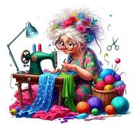 Hoonjiin 5D Grandma's Sewing Machine Diamond Painting Kits for Audlts,DIY Diamond Painting,Square Drill Full Diamond Art Cross Stitch Mosaic Crafts for Home Decoration 60x60cm