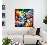 Hoonjiin Colorful Music Diamond Painting Kits for Adults,5D DIY Musical Notes Diamond Art for Adults,Full Round Drill Gem Art Painting Kit for Home Wall Decor - 16x16in