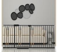 HOOOEN Extra Wide Baby Gate Extra Wide Extra Tall Dog Gates for Stairs Doorways Black Metal Tension Indoor Safety Gates with Pressure Mount 67-71.5 Inch