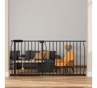 HOOOEN Extra Wide Baby Gate Extra Wide Extra Tall Dog Gates for Stairs Doorways Black Metal Tension Indoor Safety Gates with Pressure Mount 57.5-62 Inch