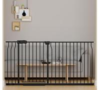 HOOOEN Walk Through Baby Gates Extra Wide for Stairs Doorways Auto Close Tension Black Metal Child Pet Safety Gates with Pressure Mount 62-67 Inch