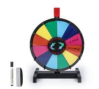 HC Display 12" Tabletop Spinning Prize Wheel 12 Slots with Durable Plastic Base, 2 Pointer, for Fortune Spin Game in Party Pub Trade Show Carnival