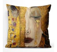 Hoooottle Custom Luxury Funny Colorful The Kiss by Gustav Klimt Euro Square Pillowcase Zippered One Side Printed 26x26 Inches Throw Pillow Case Cushion Cover