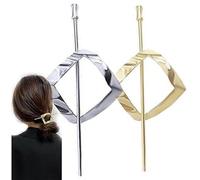 Hoop and Pin Barrette, Hair Edit Hoop and Pin,The Hair Edit Hoop & Pin Barrette,Vintage Geometric Gold Oval Metal Hair Cuff Pin Barrette Circle Clip Accessories (2 Pcs-C)