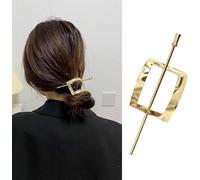 Hoop and Pin Barrette, The Hair Edit Hoop & Pin Barrette, Hair Edit Hoop and Pin, Womens Vintage Geometric Gold Oval Metal Hair Cuff Pin Barrette Circle Clip Accessories (C)