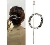 Hoop and Pin Barrette, The Hair Edit Hoop & Pin Barrette,Metal Arc Hair Edit Hoop Claw Clips,Vintage Geometric Gold Oval Metal Hair Cuff Pin Barrette Circle Clip Accessories for Women (Silver-A)