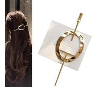 Hoop and Pin Barrette, The Hair Edit Hoop & Pin Barrette,Metal Arc Hair Edit Hoop Claw Clips,Vintage Geometric Gold Oval Metal Hair Cuff Pin Barrette Circle Clip Accessories for Women (Gold-A)
