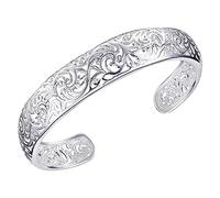 Hoop Chain Earrings Women's 925 Sterling Silver Bezel Hollow Cuff Bangle Open Bracelet Open Bracelet Womens Digital Watches (Silver, One Size)