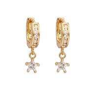 Hoop Earring for Women, Hoop Earring Gold and Star Shape with Cubic Zirconia 6X24mm for Sister Engagement Jewelry Upgrade
