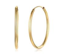 Hoop Earrings for Woman Gold Plated Endless Loop Earring 925 Sterling Silver Round Circle Earring Hoops 30mm