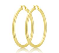 Hoop Earrings for Women, 18K Gold Plated Hoops Earrings, Hypoallergenic Lightweight Comfort Hollow Tube Hoops with Secure Push Lock, Chunky and Sleek Gold Hoops Large Earrings 60MM