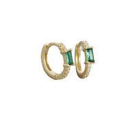 Hoop Earrings For Women 925 Sterling Silver Green Square Zircon Shiny Ear Buckle European Fine Fashion Huggies Jewelry