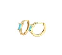 Hoop Earrings For Women 925 Sterling Silver Green Square Zircon Shiny Ear Buckle European Fine Fashion Huggies Jewelry