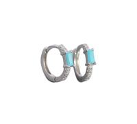 Hoop Earrings For Women 925 Sterling Silver Green Square Zircon Shiny Ear Buckle European Fine Fashion Huggies Jewelry