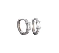 Hoop Earrings For Women 925 Sterling Silver Green Square Zircon Shiny Ear Buckle European Fine Fashion Huggies Jewelry