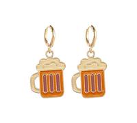 Hoop Earrings for Women Food Beer Mug Red Wine Bottle Pendant Earrings Party Decoration Teal Statement (A, 1. 95x1. 25cm)
