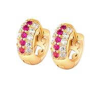 Hoop Earrings for Women, Gold Hoop Earrings for Women with Three Row of Cubic Zirconia 16X6mm for Wife Valentines Day Jewelry Modern