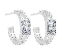Hoop Earrings for Women S925 Silver Needle Zircons Inlaid Preppy Earrings Women's Fashion Earrings, Copper, Cubic Zirconia