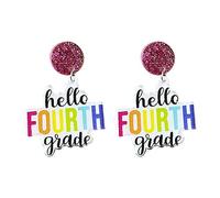 Hoop Earrings For Women Teacher Earrings Starting Age Colorful Simplified Text Shining Student Star Stud For Women (D, One Size)
