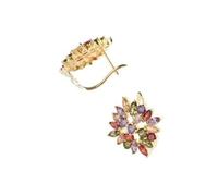Hoop Earrings for Women Trendy, Gold Earring Hoops Flower Shape with Zirconia 22mm for Aunt New Year Jewelry Simple