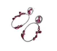 Hoop Earrings for Women Trendy, Small Cubic Zirconia Hoop Earrings Red Two Circles for Sister Fathers Day Jewelry Elegant
