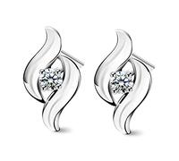 Hoop Earrings for WomenStylish 925 Fashion Shiny Crystal Female Stud Earrings Jewelry Allergy Gift/Clear