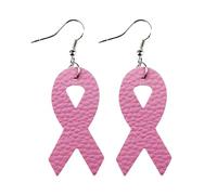 Hoop Earrings Health Awareness Ribbon Leather Earrings Bowknot Dainty Pearl (A, 7x2. 6cm)