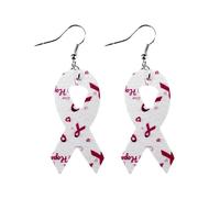 Hoop Earrings Health Awareness Ribbon Leather Earrings Bowknot Dainty Pearl (B, 7x2. 6cm)