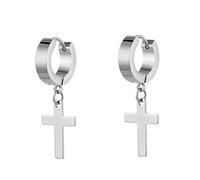 Hoop Earrings Jewelry, Cross Hoop Earrings for Women Silver with Cross Pendant 9X4mm for Wife Valentines Day Jewelry Modern