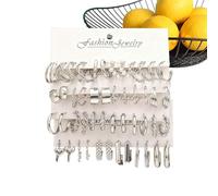 Hoop Earrings - Small Big H0ops Earring Packs, Chunky Twisted Pearl Stud Earrings Multipack, 24-Pair Chunky Gold Silver H00p, Stylish Pearl Loop Collection for Women | Elegant Earring Set for Girls Bi