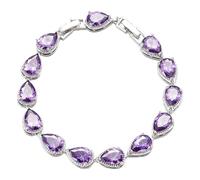 Hoop Earrings with Dangle Charms Women's Round Cut Cubic Zirconia Teardrop Bracelet With Secure Lobster Clasp Adjustable Chain For Comfort Fit Shining Jewelry For Daily Wear Or Evening (E, One Size)