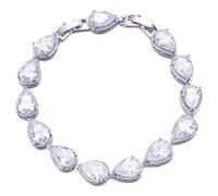 Hoop Earrings with Dangle Charms Women's Round Cut Cubic Zirconia Teardrop Bracelet With Secure Lobster Clasp Adjustable Chain For Comfort Fit Shining Jewelry For Daily Wear Or Evening (W, One Size)