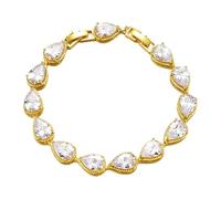 Hoop Earrings with Dangle Charms Women's Round Cut Cubic Zirconia Teardrop Bracelet With Secure Lobster Clasp Adjustable Chain For Comfort Fit Shining Jewelry For Daily Wear Or Evening (M, One Size)