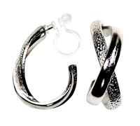 Hoop Invisible Clip On Earrings for Women Not Pierced Gold Small Twisted Hoop Comfortable Silver Large Clip On Earrings Miyabi Grace, Resin, No Gemstone