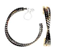 Hoop Invisible Clip On Earrings for Women Not Pierced Gold Small Twisted Hoop Comfortable Silver Large Clip On Earrings Miyabi Grace, Resin, No Gemstone