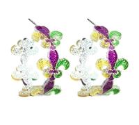 Hoop Mardi Gras Earrings for Women Glitter Acrylic Mask Crown Earrings Carnival Parade Jewelry Gifts for Holiday Festival, Zinc, No Gemstone