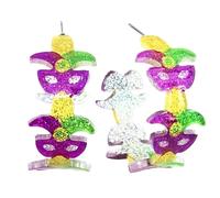 Hoop Mardi Gras Earrings for Women Glitter Acrylic Mask Crown Earrings Carnival Parade Jewelry Gifts for Holiday Festival, Zinc, No Gemstone