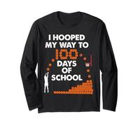 Hooped My Way 100 Days School Basketball Teacher Student Long Sleeve T-Shirt