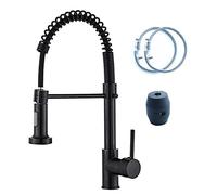 Hoopever Kitchen Tap with Pull Down Sprayer, Spring Sink Mixer Tap Stainless Steel Sink Tap High Arc 360° Swivel Black Kitchen Faucet Single Handle Lever Mixer Tap 2 Mode Sprayer