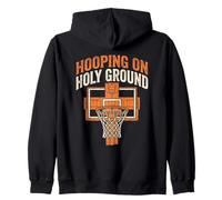 Hooping On Holy Ground Christian Basketball Faith Zip Hoodie