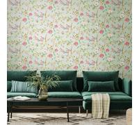 Hoopla Walls Bird Song - Seafoam & Rose 10m Wallpaper