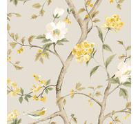 Hoopla Walls Bird Song - Silver 10M Wallpaper