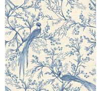 Hoopla Walls Bird Toile - Dark Denim 10M Wallpaper