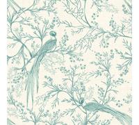 Hoopla Walls Bird Toile - Duckegg Blue 10M Wallpaper
