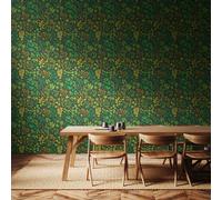 Hoopla Walls Botanical Leaves - Charcoal & Emerald 10M Wallpaper