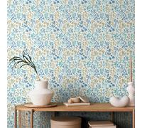 Hoopla Walls Botanical Leaves - Denim Mix 10m Wallpaper